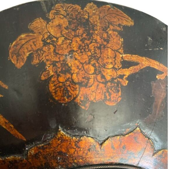 Antique Chinese Chrysanthemum Wooden Handled Bowl - Picture 5 of 11